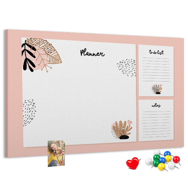 Panou de pluta O agendă elegantă cu accente florale