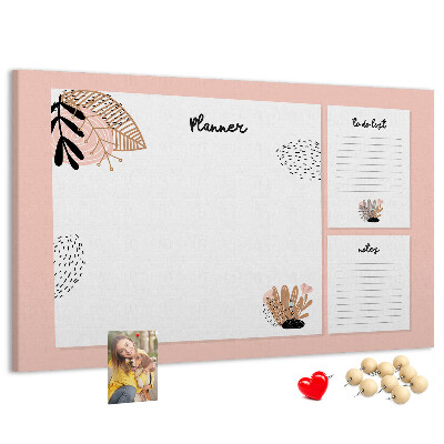 Panou de pluta O agendă elegantă cu accente florale