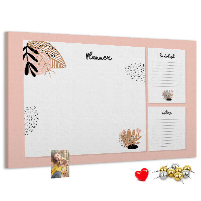 Panou de pluta O agendă elegantă cu accente florale
