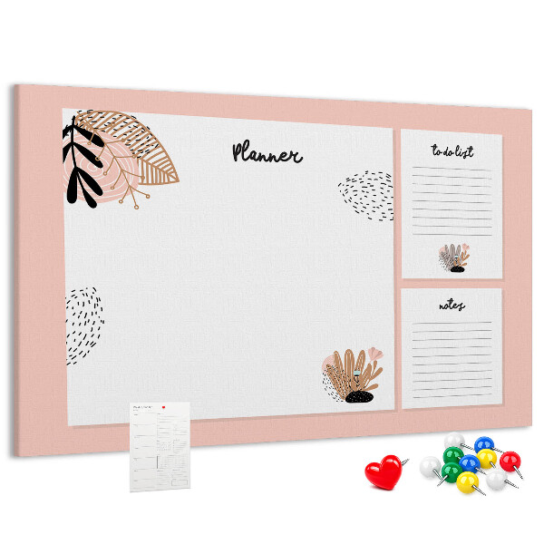 Panou de pluta O agendă elegantă cu accente florale