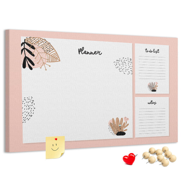 Panou de pluta O agendă elegantă cu accente florale