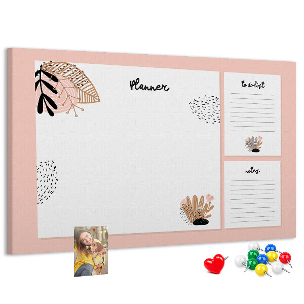 Panou de pluta O agendă elegantă cu accente florale