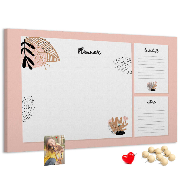 Panou de pluta O agendă elegantă cu accente florale