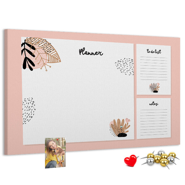 Panou de pluta O agendă elegantă cu accente florale