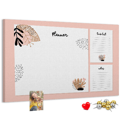 Panou de pluta O agendă elegantă cu accente florale