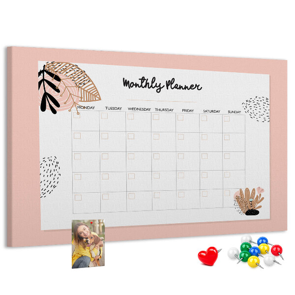 Panou din pluta O agendă lunară elegantă cu accente florale