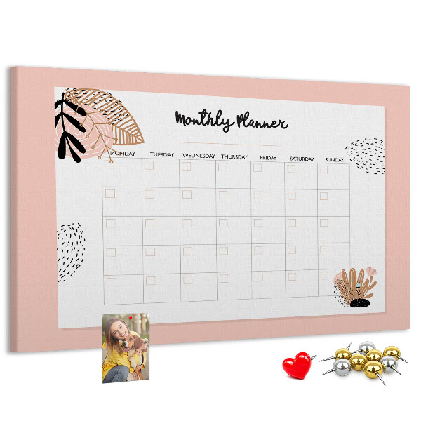 Panou din pluta O agendă lunară elegantă cu accente florale