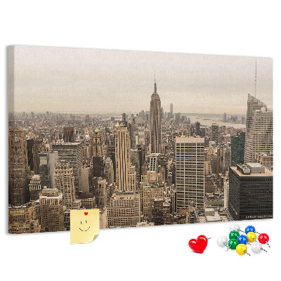 Panou de pluta Orizontul orașului New York cu zgârie-nori