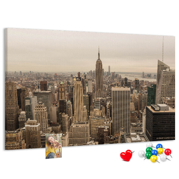 Panou de pluta Orizontul orașului New York cu zgârie-nori