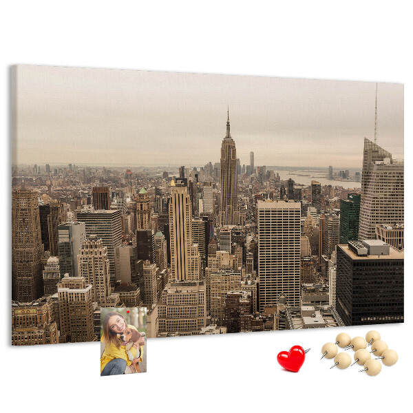 Panou de pluta Orizontul orașului New York cu zgârie-nori
