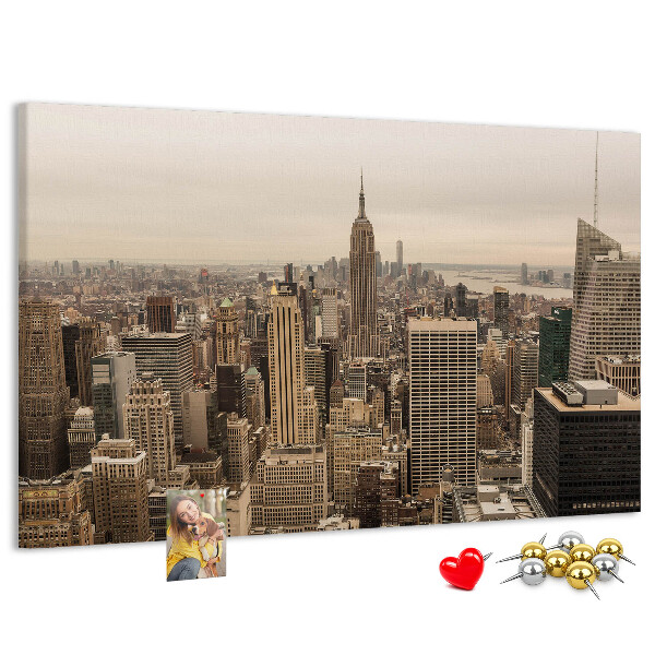 Panou de pluta Orizontul orașului New York cu zgârie-nori