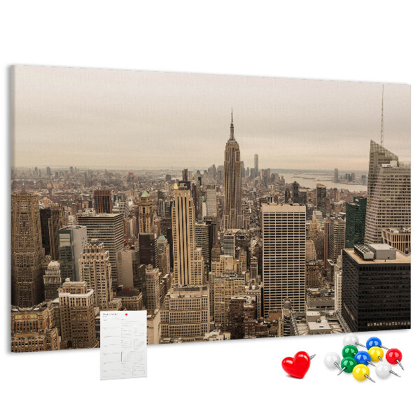 Panou de pluta Orizontul orașului New York cu zgârie-nori