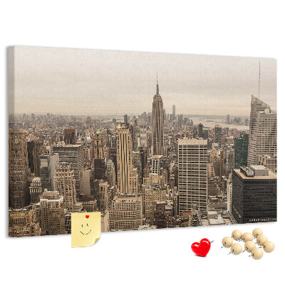 Panou de pluta Orizontul orașului New York cu zgârie-nori
