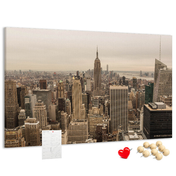 Panou de pluta Orizontul orașului New York cu zgârie-nori