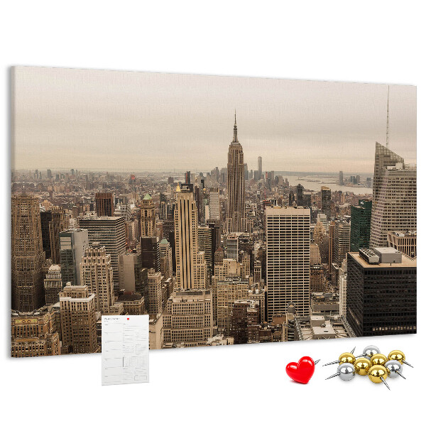 Panou de pluta Orizontul orașului New York cu zgârie-nori