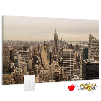 Panou de pluta Orizontul orașului New York cu zgârie-nori