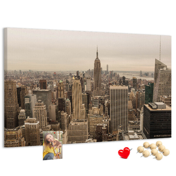 Panou de pluta Orizontul orașului New York cu zgârie-nori