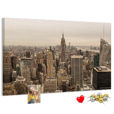Panou de pluta Orizontul orașului New York cu zgârie-nori
