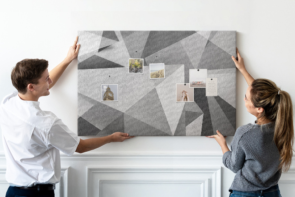 Panou de pluta Forme geometrice abstracte gri și negre