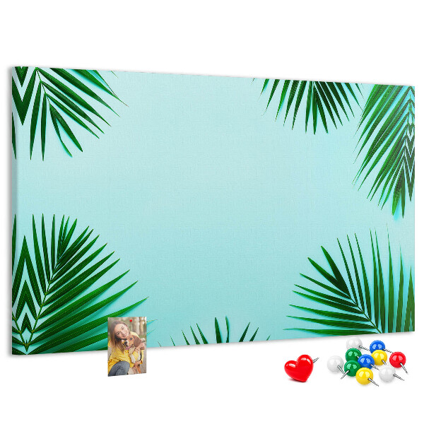 Panou din pluta Frunze tropicale pe fundal albastru