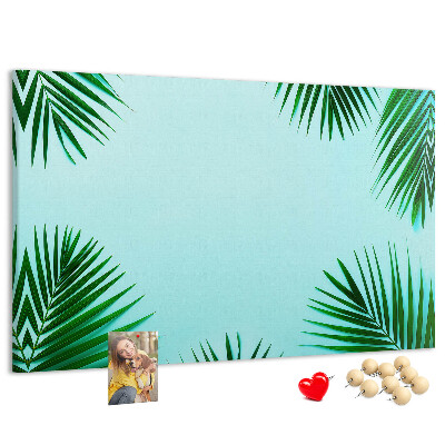 Panou din pluta Frunze tropicale pe fundal albastru