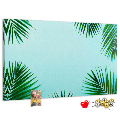 Panou din pluta Frunze tropicale pe fundal albastru