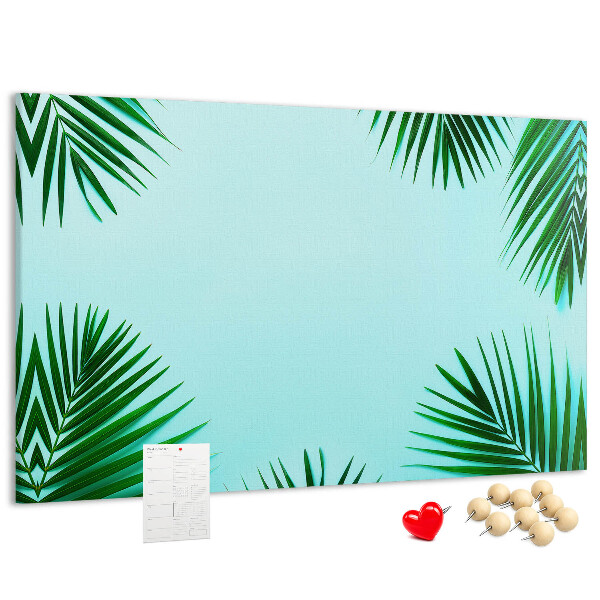 Panou din pluta Frunze tropicale pe fundal albastru
