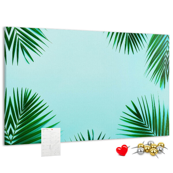 Panou din pluta Frunze tropicale pe fundal albastru