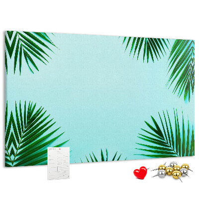 Panou din pluta Frunze tropicale pe fundal albastru