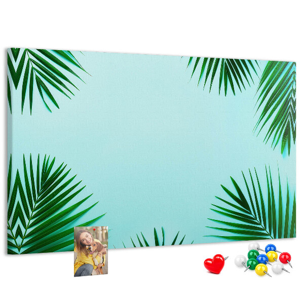 Panou din pluta Frunze tropicale pe fundal albastru