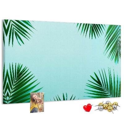 Panou din pluta Frunze tropicale pe fundal albastru