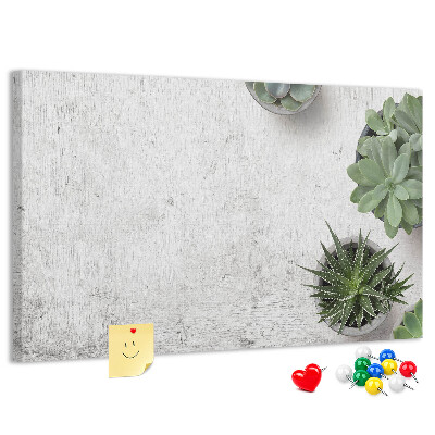 Panou din pluta Plante în ghiveci pe un fundal gri