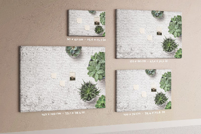 Panou din pluta Plante în ghiveci pe un fundal gri