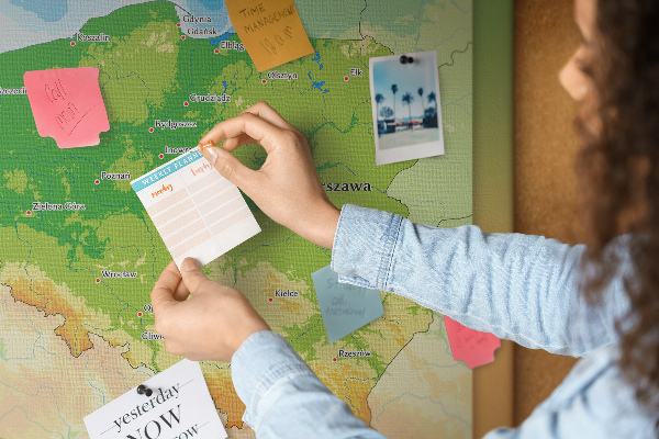 Panou din pluta Harta Poloniei cu Varșovia marcată