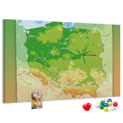 Panou din pluta Harta Poloniei cu Varșovia marcată