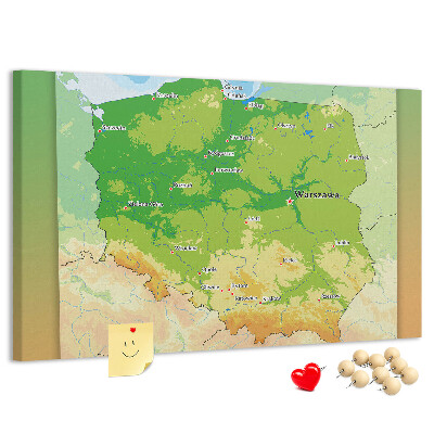 Panou din pluta Harta Poloniei cu Varșovia marcată