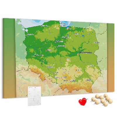 Panou din pluta Harta Poloniei cu Varșovia marcată