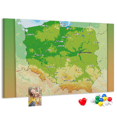 Panou din pluta Harta Poloniei cu Varșovia marcată