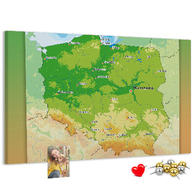 Panou din pluta Harta Poloniei cu Varșovia marcată