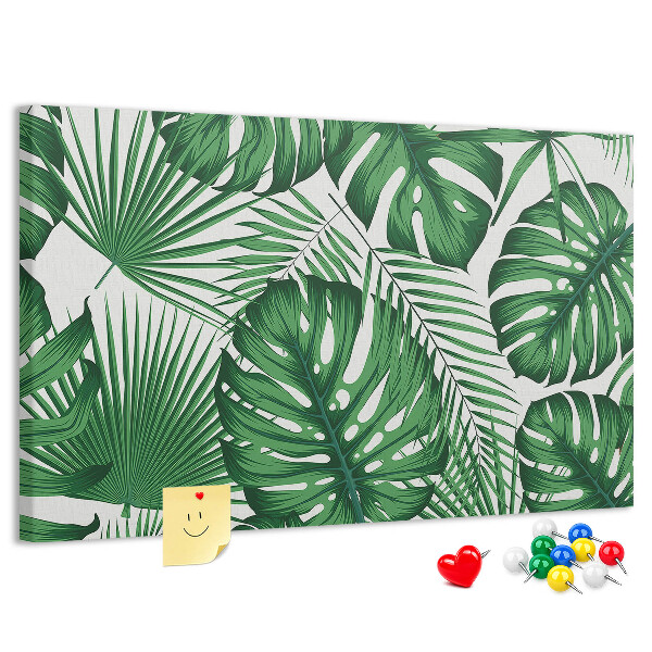 Panou de pluta Numeroase frunze de plante tropicale în verde