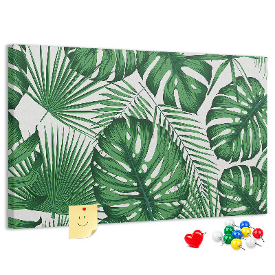Panou de pluta Numeroase frunze de plante tropicale în verde
