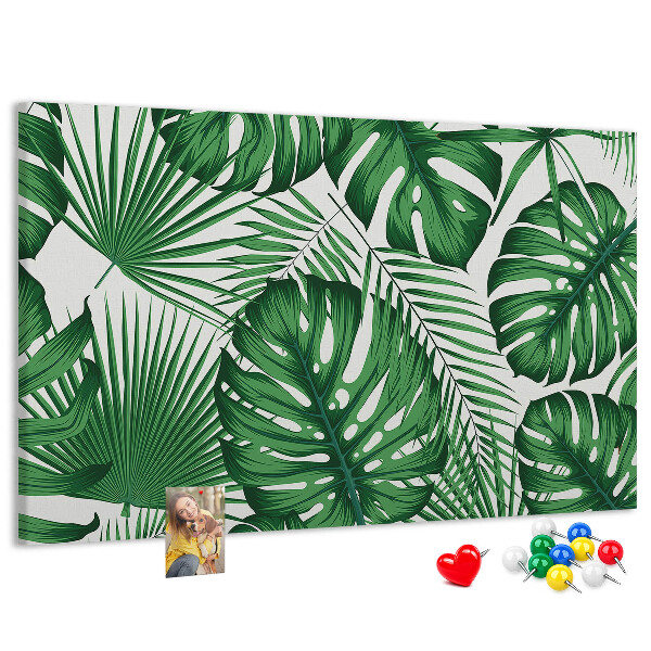 Panou de pluta Numeroase frunze de plante tropicale în verde