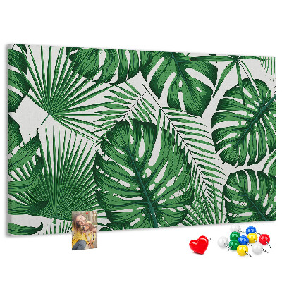 Panou de pluta Numeroase frunze de plante tropicale în verde