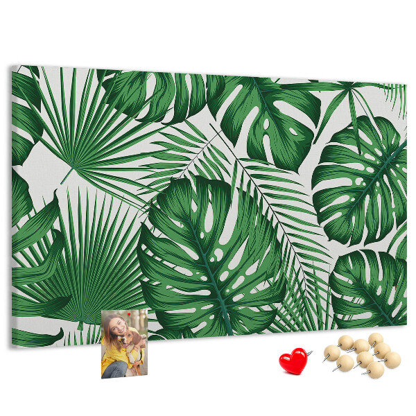 Panou de pluta Numeroase frunze de plante tropicale în verde