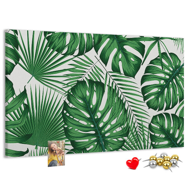 Panou de pluta Numeroase frunze de plante tropicale în verde