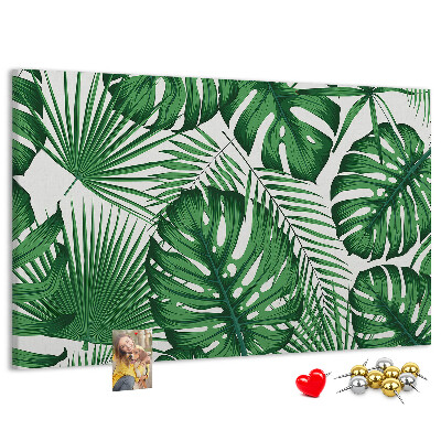 Panou de pluta Numeroase frunze de plante tropicale în verde