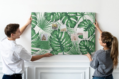 Panou de pluta Numeroase frunze de plante tropicale în verde