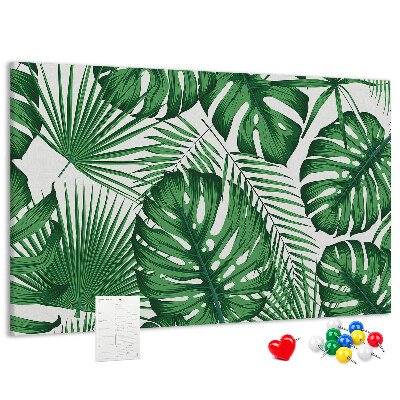 Panou de pluta Numeroase frunze de plante tropicale în verde