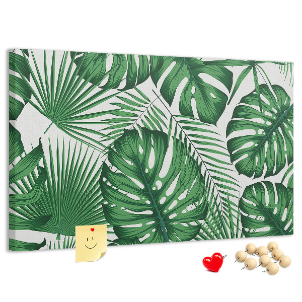 Panou de pluta Numeroase frunze de plante tropicale în verde