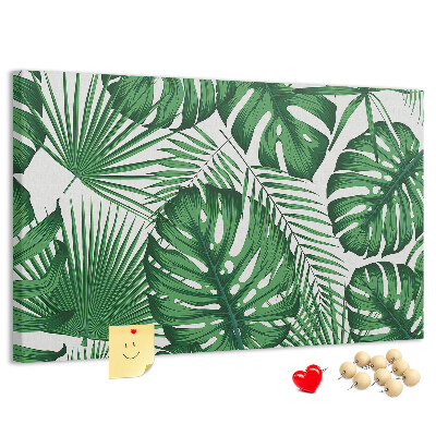 Panou de pluta Numeroase frunze de plante tropicale în verde